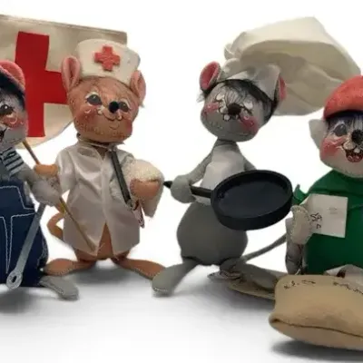 Sale Photo Thumbnail #11: 4 Annalee Dolls Vintage Workers – Nurse, Sailor, Chef & U.S. Military Mouse Figures