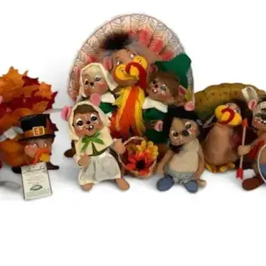 Sale Photo Thumbnail #26: 10 Annalee Thanksgiving Dolls – Vintage Turkey, Pilgrim & Harvest Mouse Holiday Collectibles