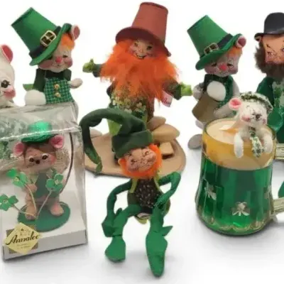 Sale Photo Thumbnail #2: Annalee Dolls St. Patrick’s Day Collection – 8 Vintage Irish Leprechaun & Mouse Figures
