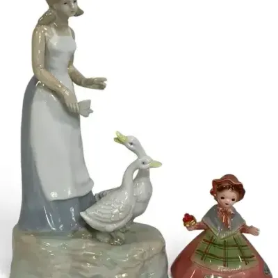 Sale Photo Thumbnail #43: 2 Vintage Josef Original & Berma & Anderson Figurines – Lady with Goose & Music Girl