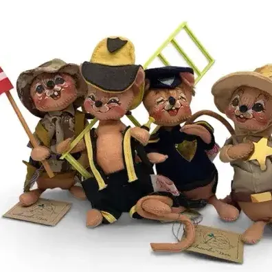 Sale Photo Thumbnail #8: 4 Annalee Dolls Patriotic Heroes – Fireman, Police Officer, Army Soldier & Sheriff Collectibles