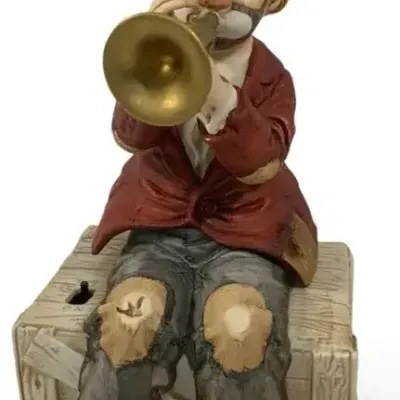 Sale Photo Thumbnail #39: Melody In Motion Horn Player Musical Figurine – Soji Watanabe Hand-Painted Porcelain, 12"