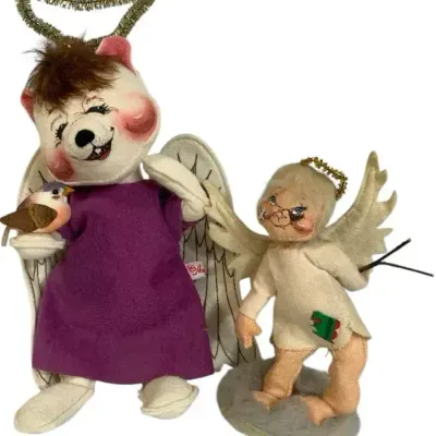 Sale Photo Thumbnail #34: 2 Annalee Angel Dolls – Vintage Christmas Angel Mouse Pair, Handcrafted Holiday Collectibles