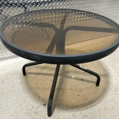 CJ195 Hampton Bay Small Round Glass Top Patio Table #2