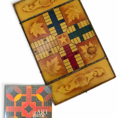 Antique c. 1900 Painted Parcheesi & Checkerboard Published in The Art of the Game Plates 19 & 20