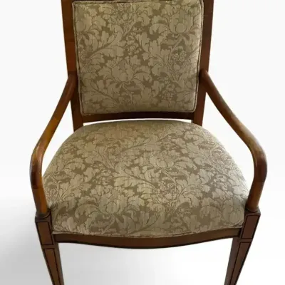 Traditional Wood Armchair with Floral Upholstery