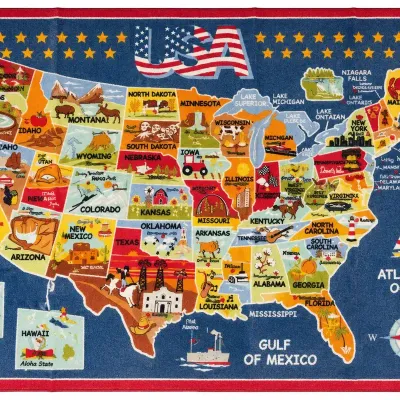 USA Map Area Rug