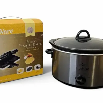 VillaWare Prego Pizzelle Baker & Rival Crock-Pot Slow Cooker – Kitchen Appliance Duo