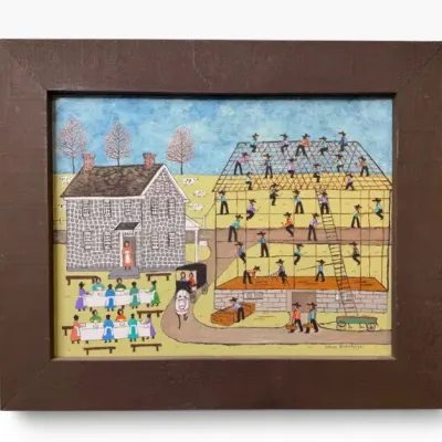 Original Signed Dolores L. Hackenberger Amish Folk Art Painting