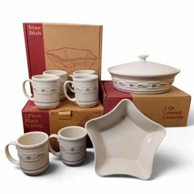 Longaberger Pottery Star Mugs & Casserole Collection