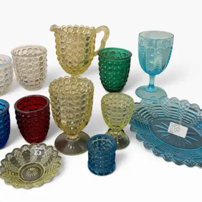 Vintage Colored Pressed Glass