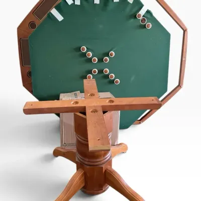 Octagonal Wood Poker & Game Table with Pedestal Base