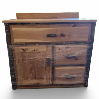 New Rustic Solid Wood Bathroom Vanity - Natural Live-Edge Bark Accents