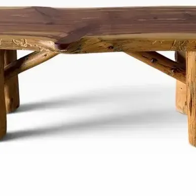 Edain 48” Amish Rustic Wood Bench  Log Legs