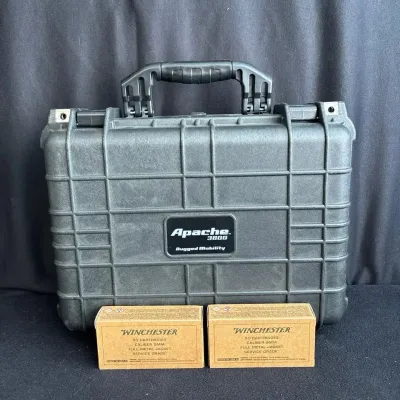 New Apache 3800 Gun Case * 2 Boxes Winchester Caliber 9mm Ammo Bullets 50ct 