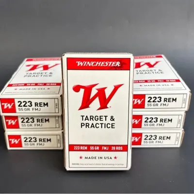 10 Boxes Winchester Target and Practice Ammo * 223REM 55GR FMJ 20RDS