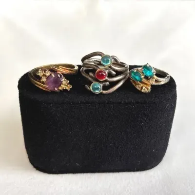 925 Sterling Silver Handmade Ring 6.16g * Amethyst Ring * 18K Gold Plated Glass Ring 