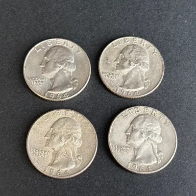 4 1964 D Silver U.S Quarters 