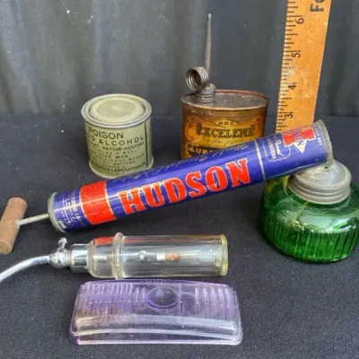 Variety of Vintage Collectible Dispensers * Hudson Bug Sprayer * DeVilbiss Atomizer