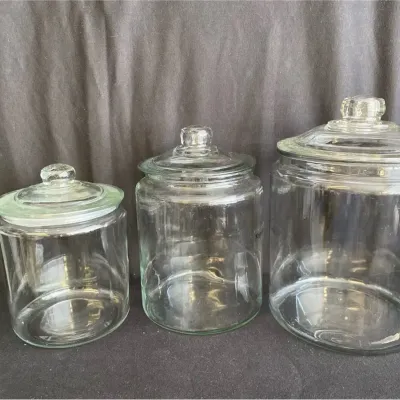 Set of 3 Large Glass Jars With lids