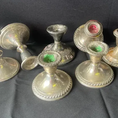 7 Weighted Sterling Silver Candle Holders * Gorham And Others
