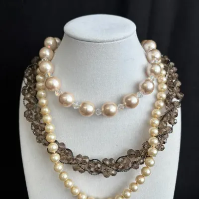 Pearly Bead Necklaces * Smoky Crystal Bead Necklace 
