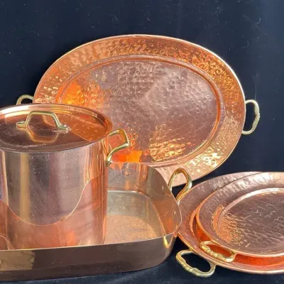 Set of Copper Clad Service Pieces & Pot