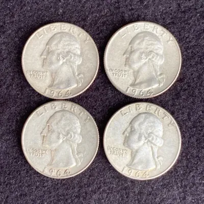 4 Silver 1964 United States Quarters * D Mint Mark