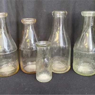 5 Clear Glass Milk Jugs * Arden Farms * West Coast Dairy