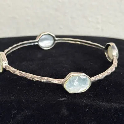 Beautiful SILPADA 925 Sterling Silver ‘Four Moons’ Bangle Bracelet * Mother Of Pearl 