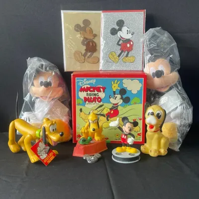 Fun Disney Mickey & Pluto Toys * Plush, Figurines, Wind-Up, Pin & Cards