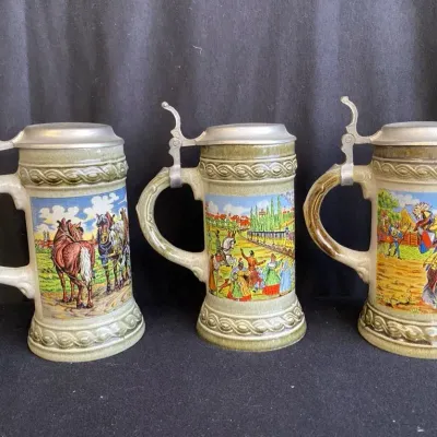 3 Original Gerzit Beer Steins 