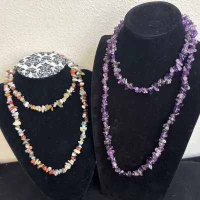 2~ Amethyst & Other Semi Precious Gemstone Necklaces * Approximately 31” & 34”