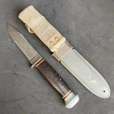United States Navy Single Blade Military Issue Mark 1 Knife With Sheath * RH-35 