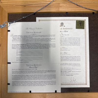 Thomas Kincaid three-piece set beyond autumn gate with COA Heather’s Hutch with COA besides steel waters with COA