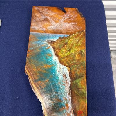Profile of Nepali - Oil Painting on Live Edge Wood