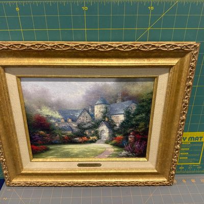 Thomas Kincaid three-piece set beyond autumn gate with COA Heather’s Hutch with COA besides steel waters with COA