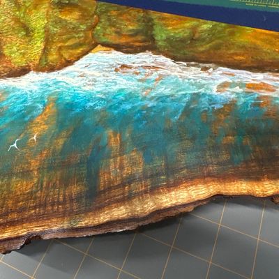 Profile of Nepali - Oil Painting on Live Edge Wood