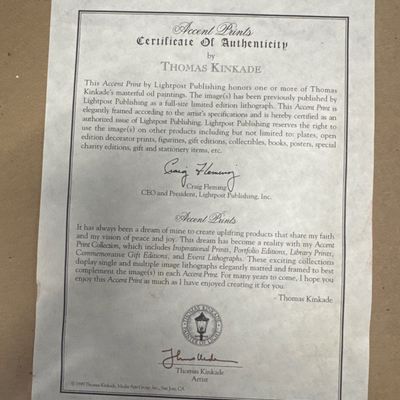 Thomas Kincaid at the Valley of peace print with COA