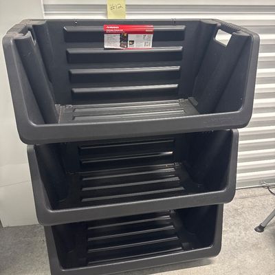 Husky stackable storage bins, three-piece