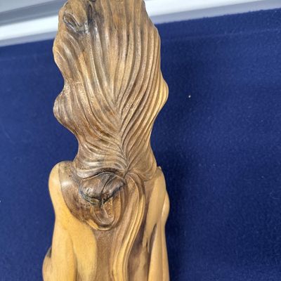 Balinese/Indonesian wood hand-carved bottle holder, lady figure