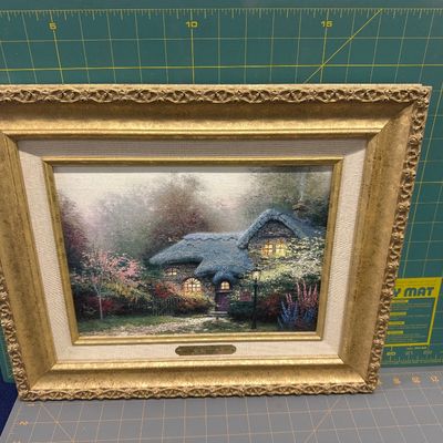 Thomas Kincaid three-piece set beyond autumn gate with COA Heather’s Hutch with COA besides steel waters with COA