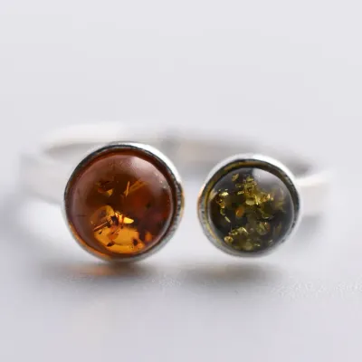 Amber Sterling Silver Ring