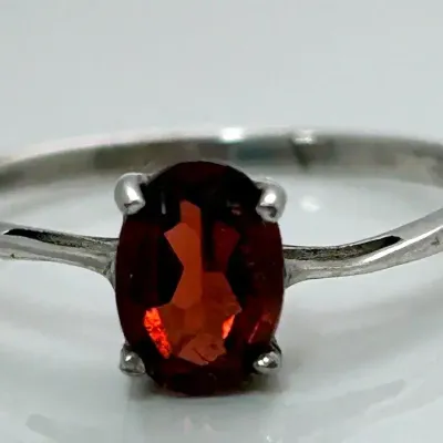 Garnet Sterling Silver Ring 