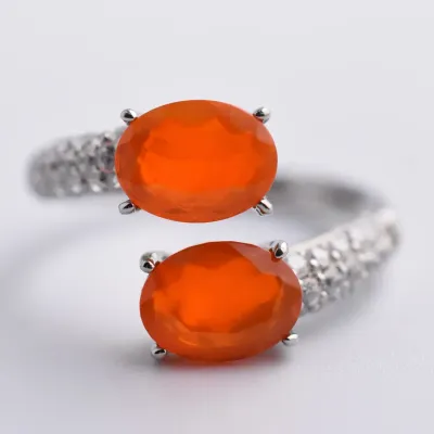 Orange Opal Sterling Silver Wrap Ring
