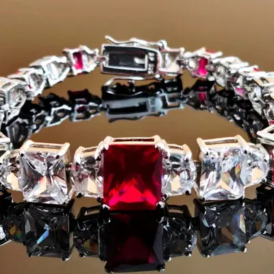 Ruby Sterling Silver Statement Tennis Bracelet 