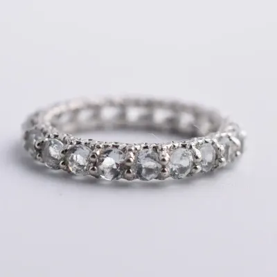 Aquamarine Sterling Silver Band Ring