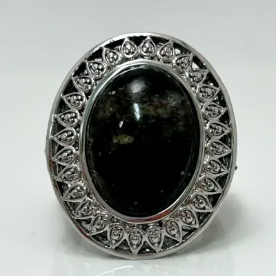 Black Agate Stainless Steel Ring