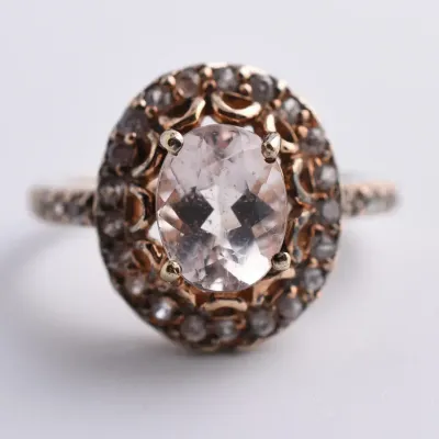 Ornate Sterling Silver Halo Ring