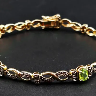 Topaz, Amethyst, Peridot & Citrine Gold Vermeil Sterling Silver Bracelet 